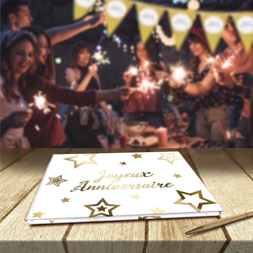 Livre d or anniv party chic dore