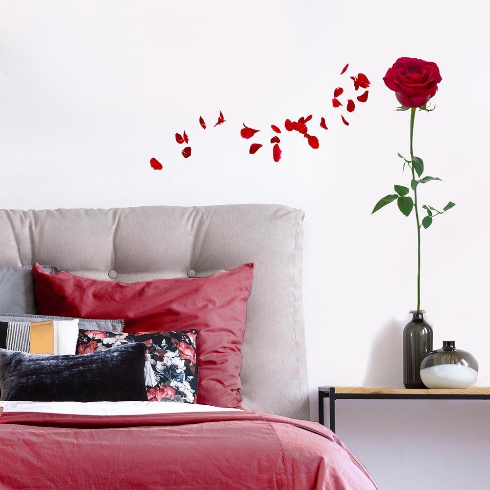 Sticker fleur rose rouge