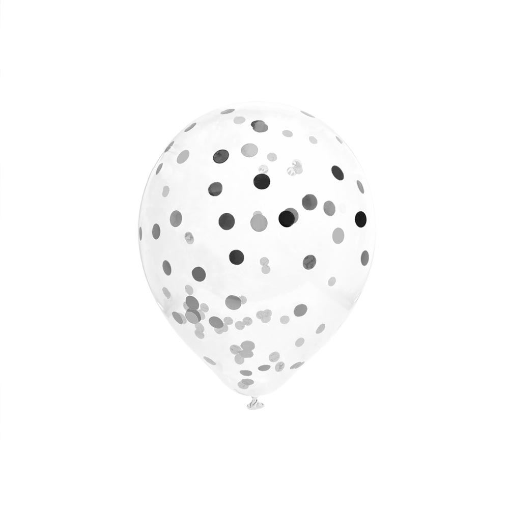 Sachet 6 ballons confettis argente