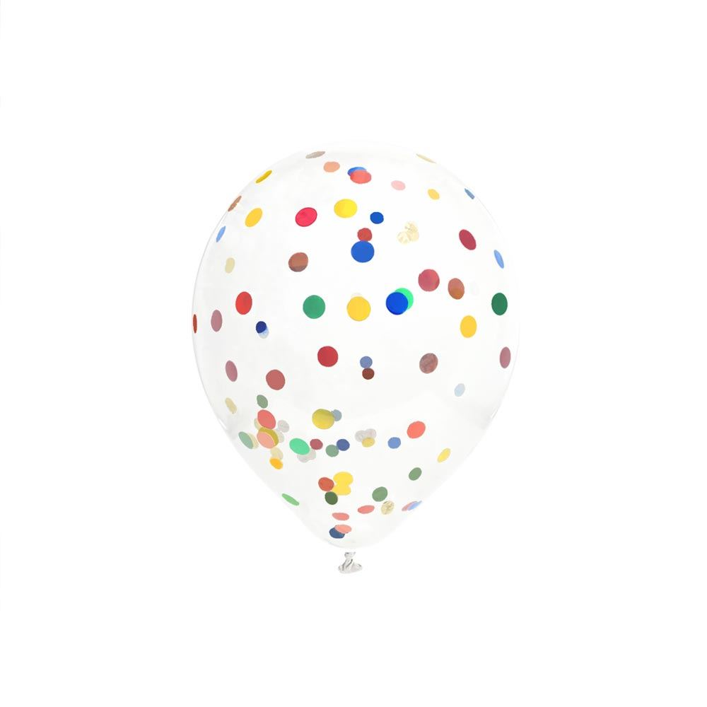 Sachet 6 ballons confettis multicolores