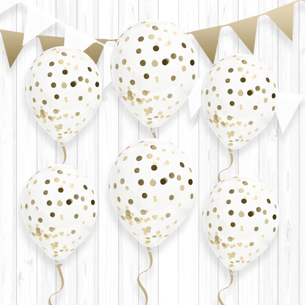 Sachet 6 ballons confettis or