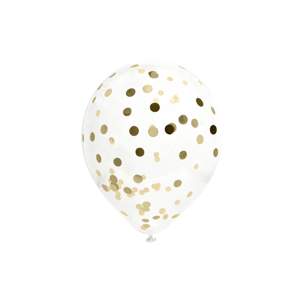 Sachet 6 ballons confettis or
