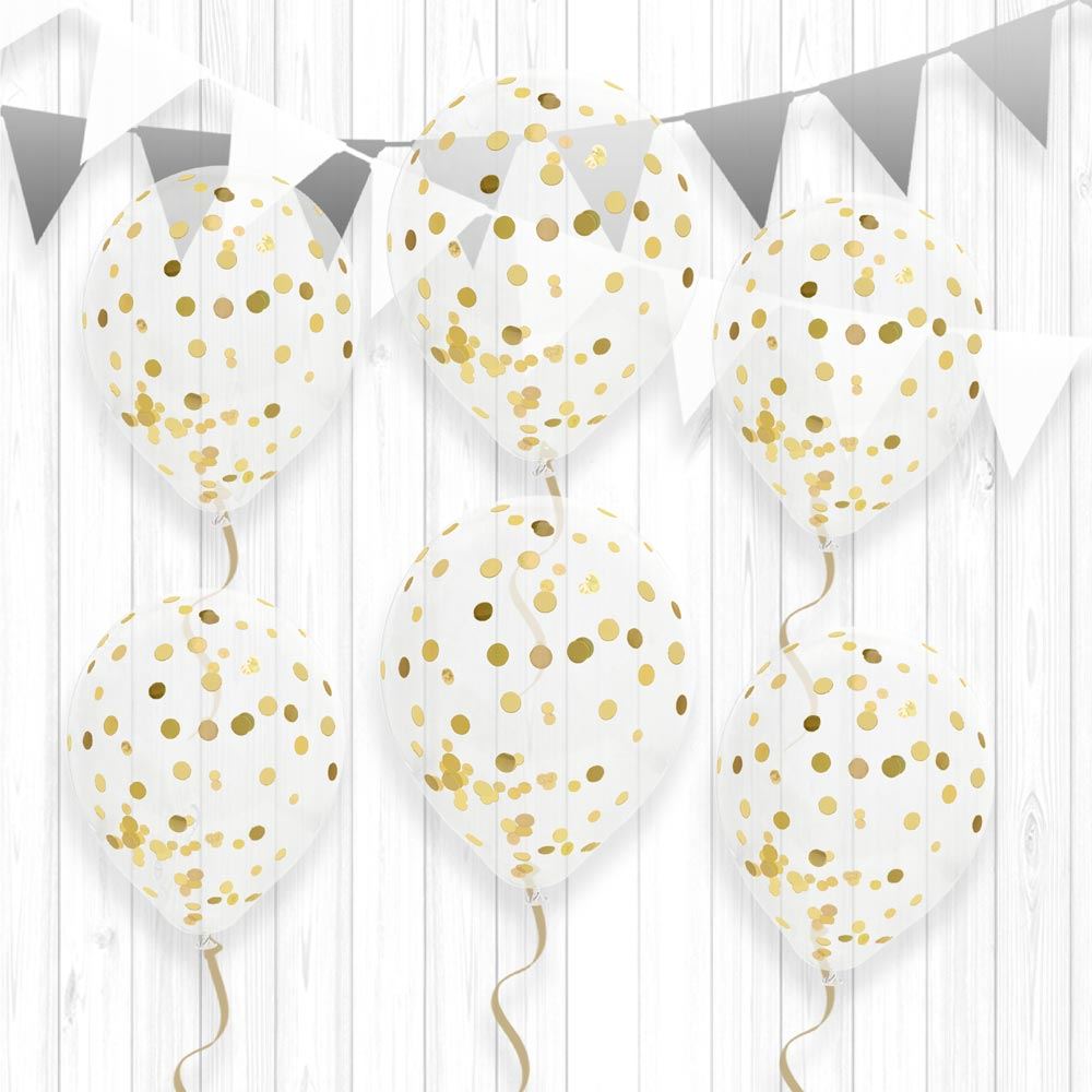 Sachet 6 ballons confettis dore