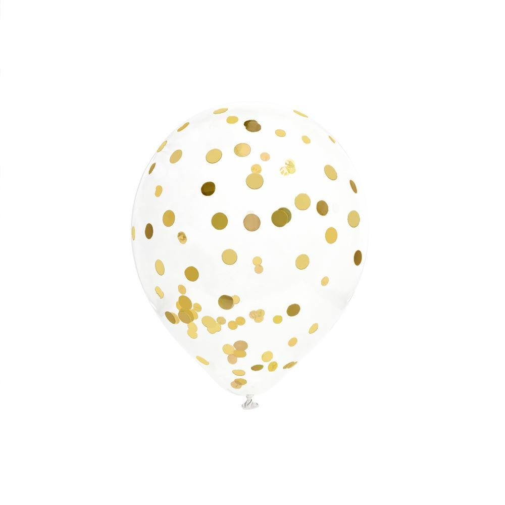 Sachet 6 ballons confettis dore