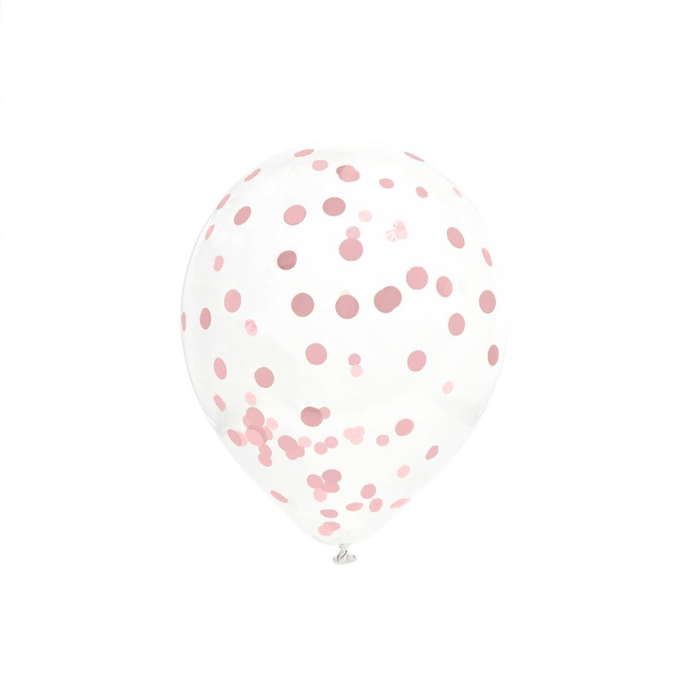 Sachet 6 ballons confettis rose dore