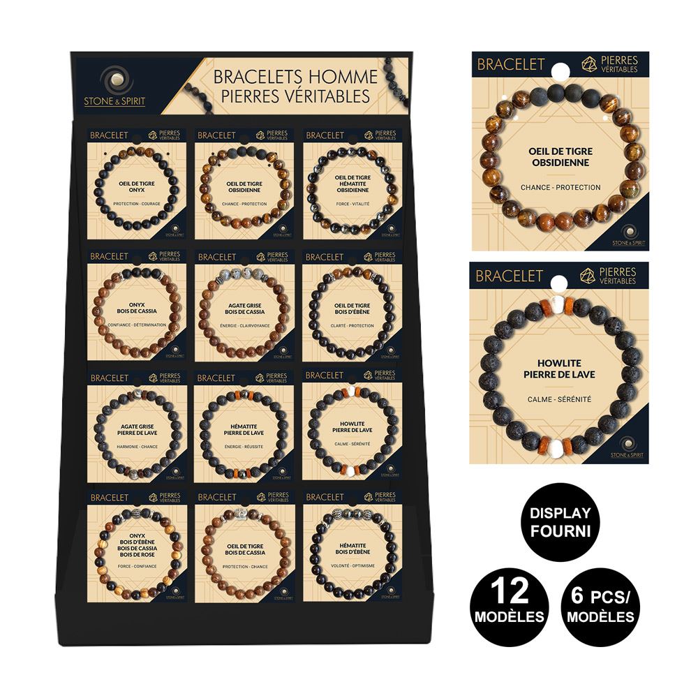 Bracelet homme stone 12mods /72pcs