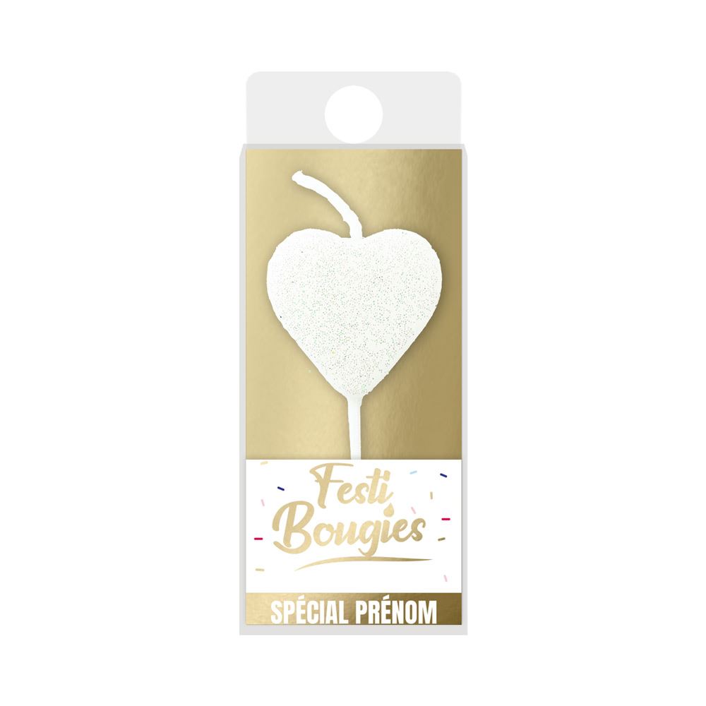 Bougie blanche coeur