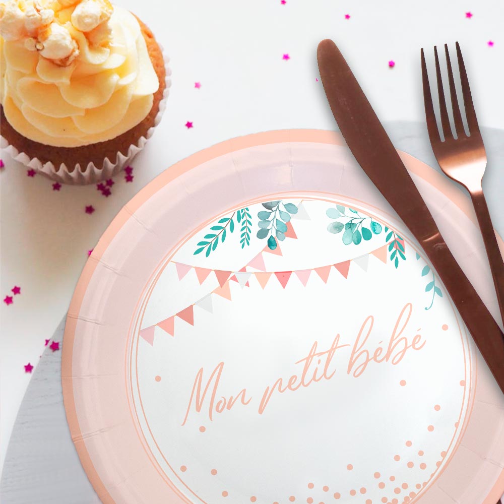 Pack 6 assiettes baby shower fille
