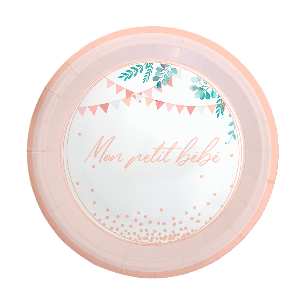 Pack 6 assiettes baby shower fille