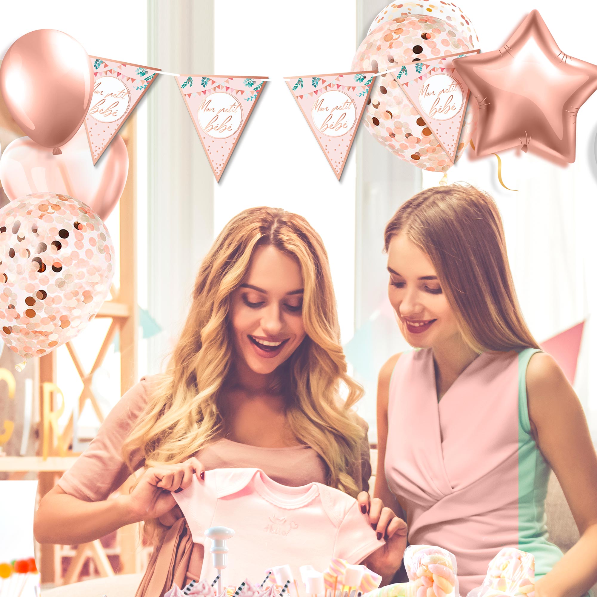 Guirlande fanion baby shower fille