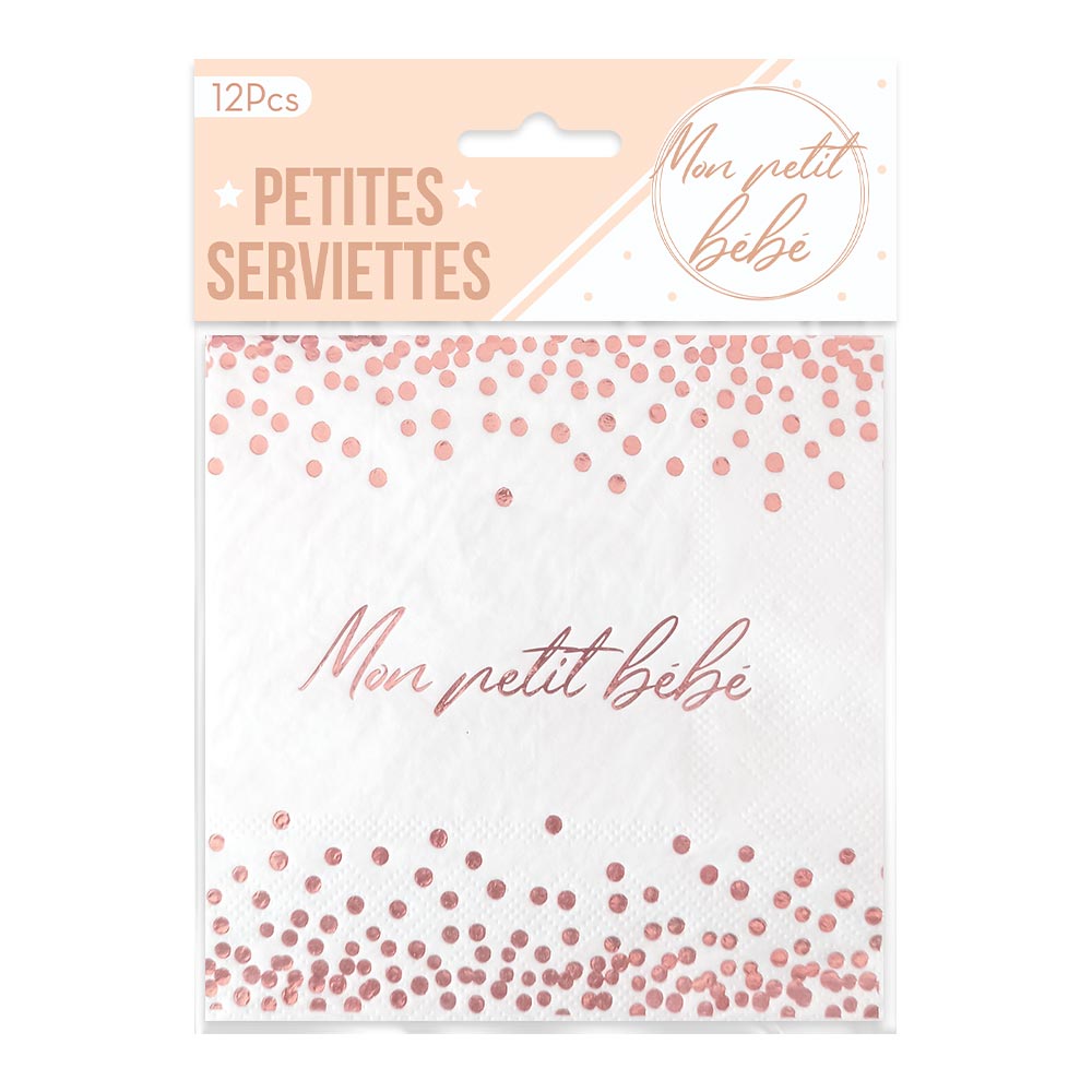 Pack 12 serviettes baby shower fille
