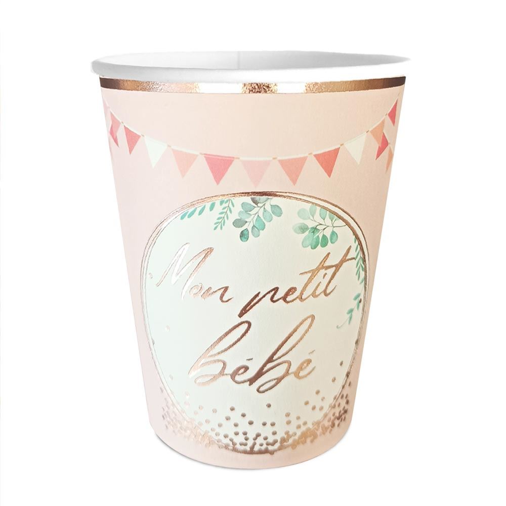 Pack 6 gobelets baby shower fille