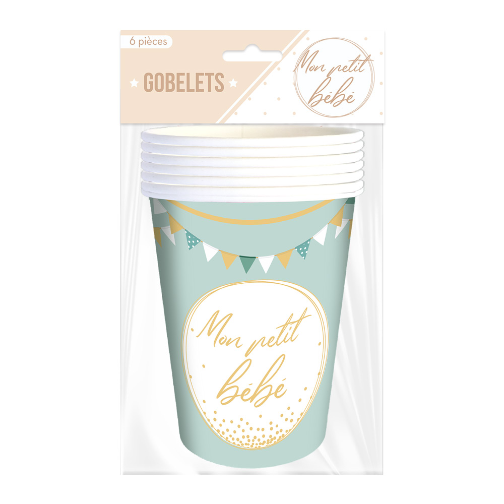 Pack 6 gobelets baby shower garcon
