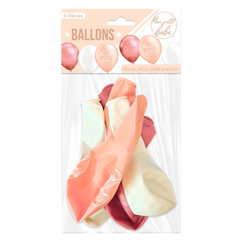 Sachet 6 ballons baby shower fille