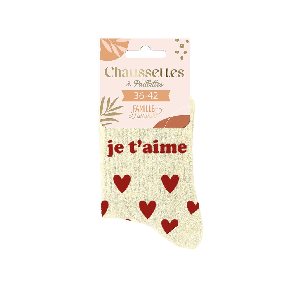 Chaussettes paillettes je t aime