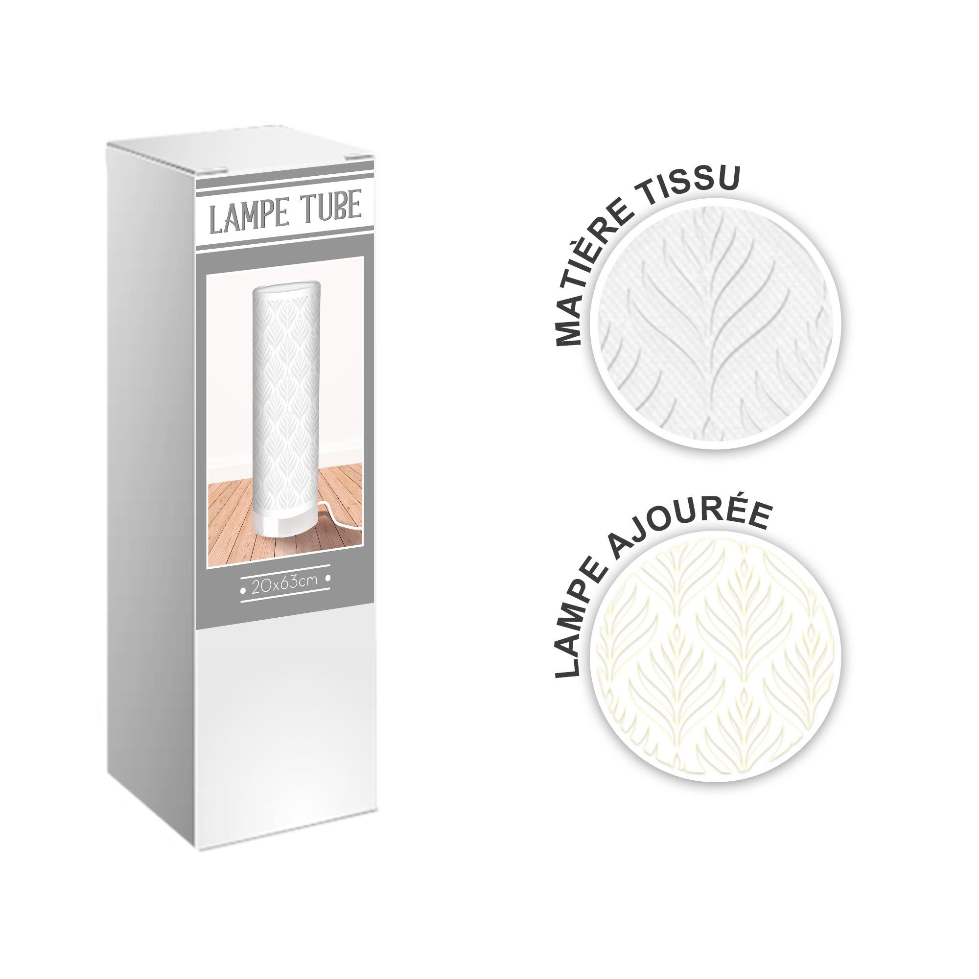 Lampe cylindrique 63cm blanche