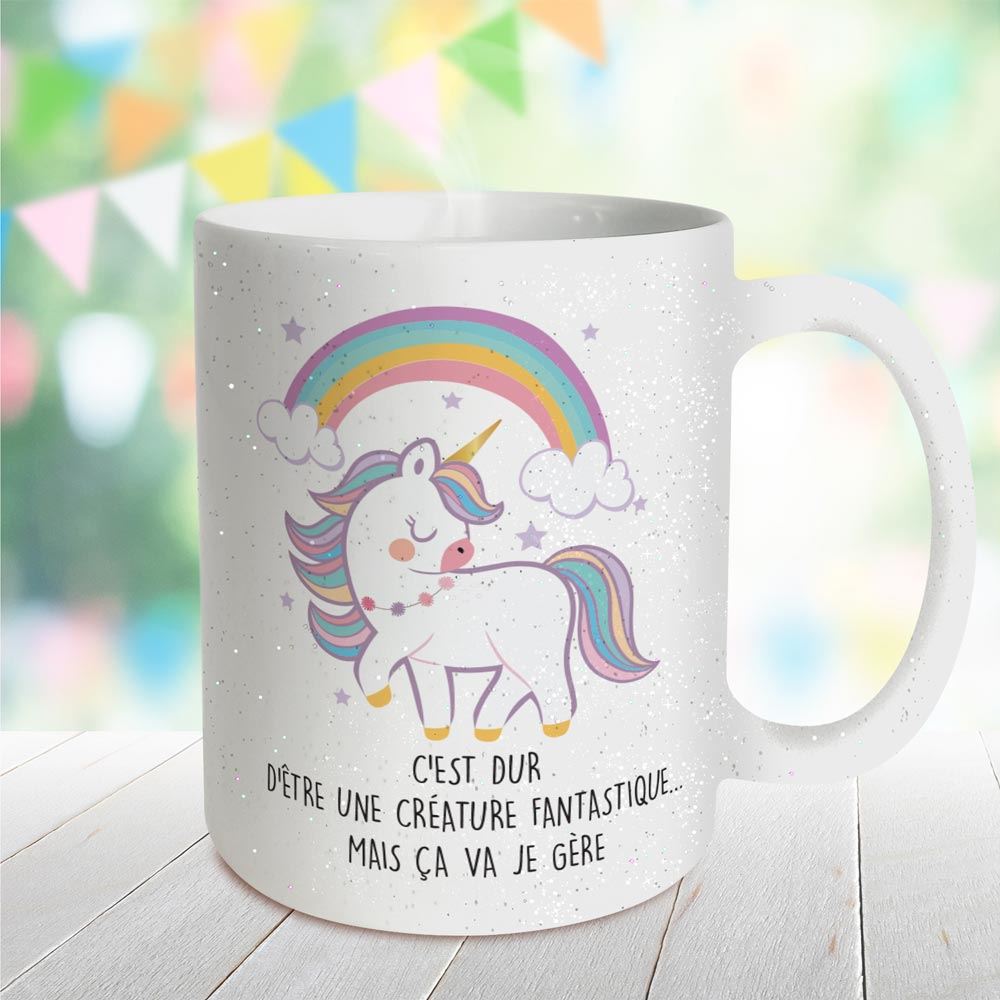 Mug licorne fantastique a paillettes