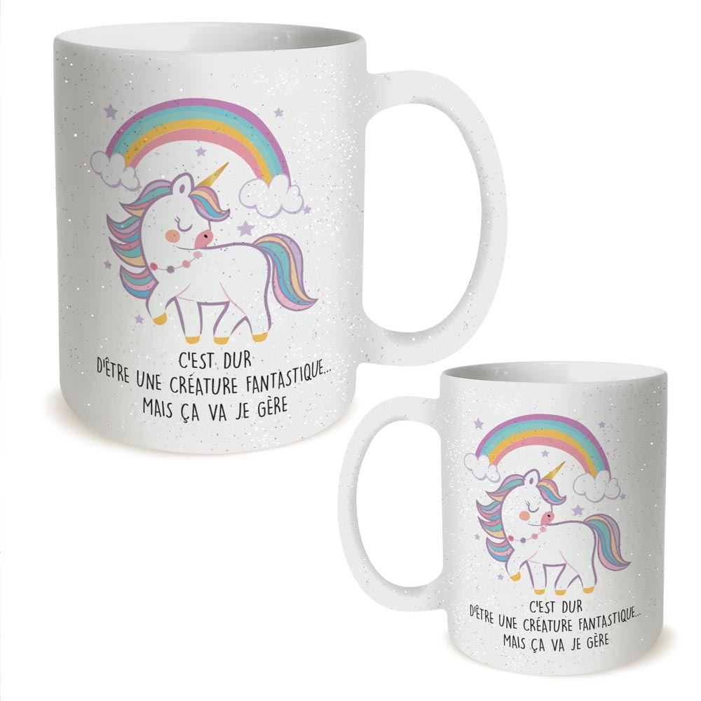 Mug licorne fantastique a paillettes