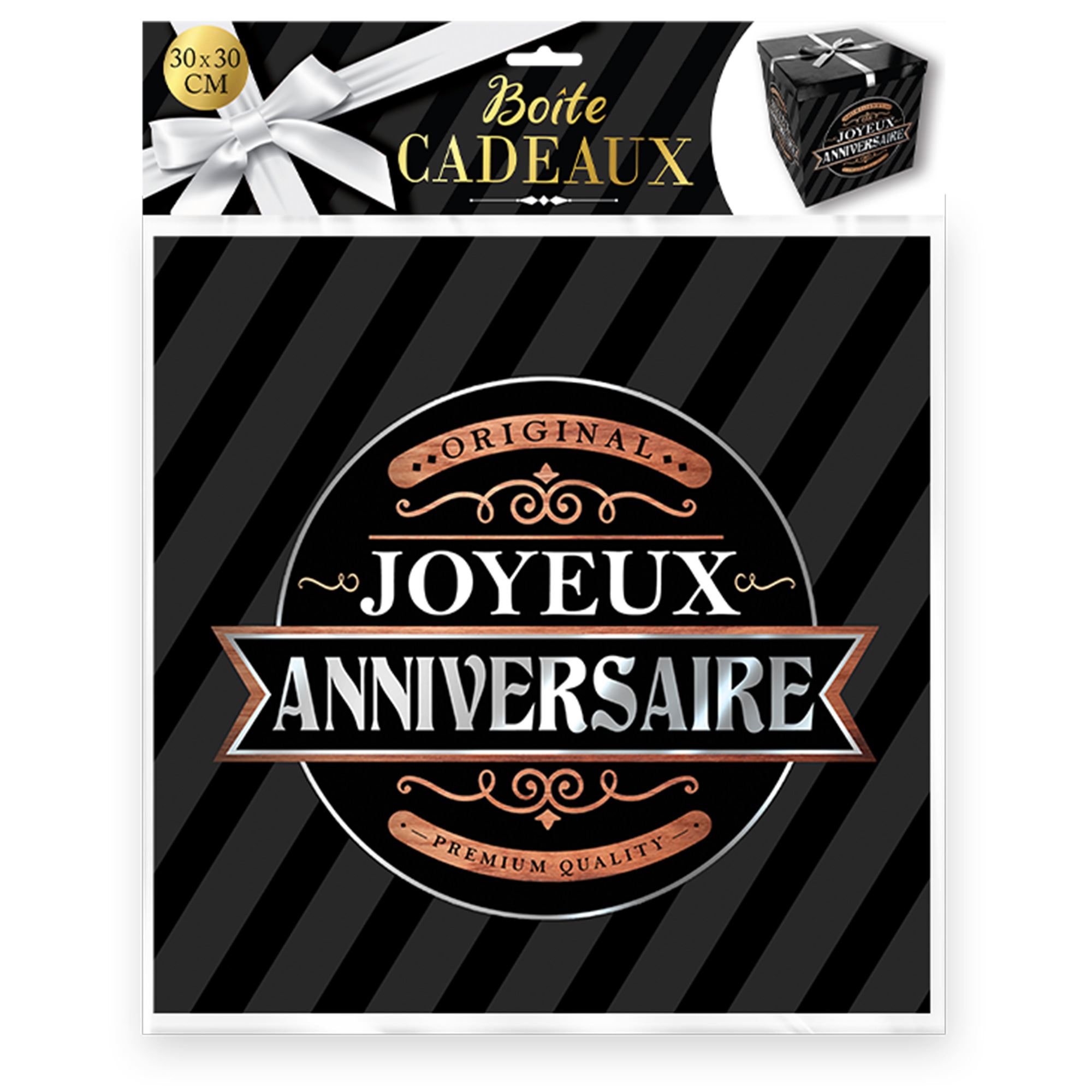 Boite cadeau gm joyeux anniv noire/