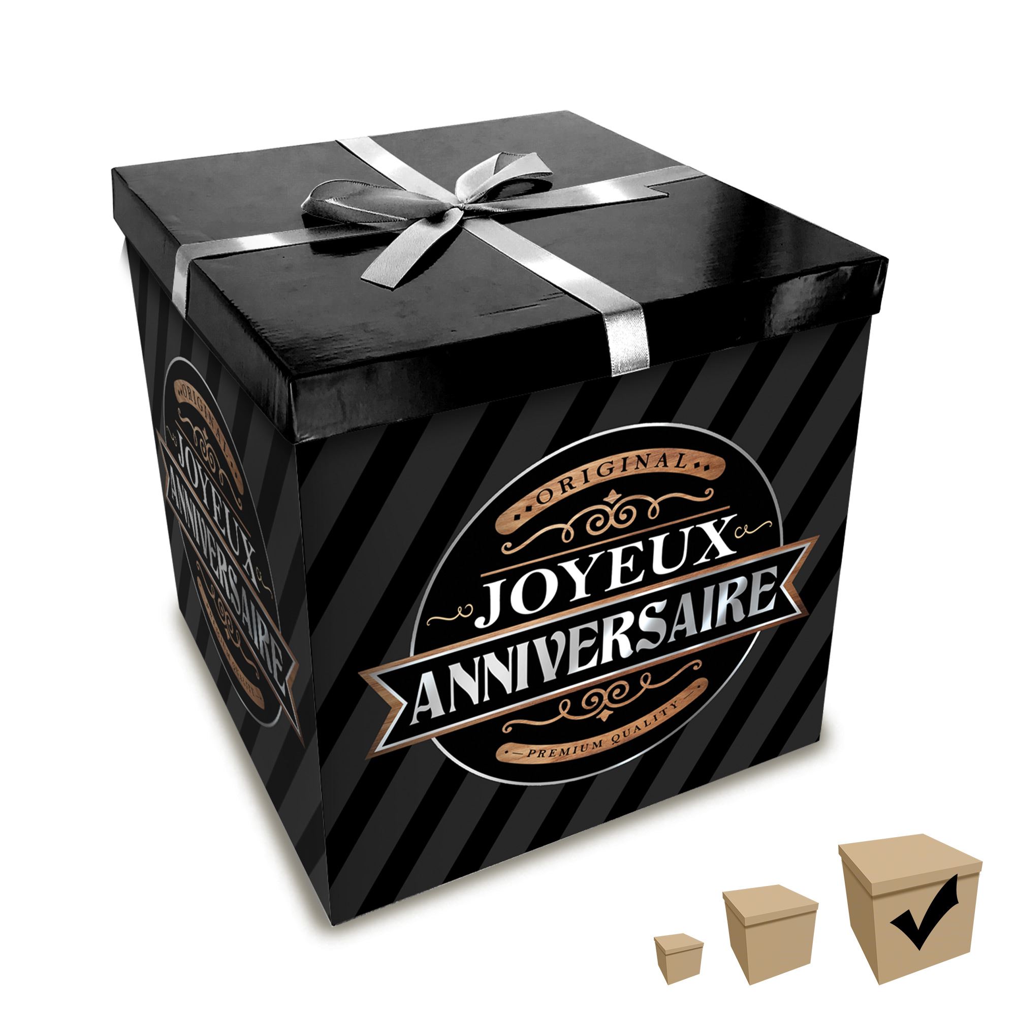 Boite cadeau gm joyeux anniv noire/