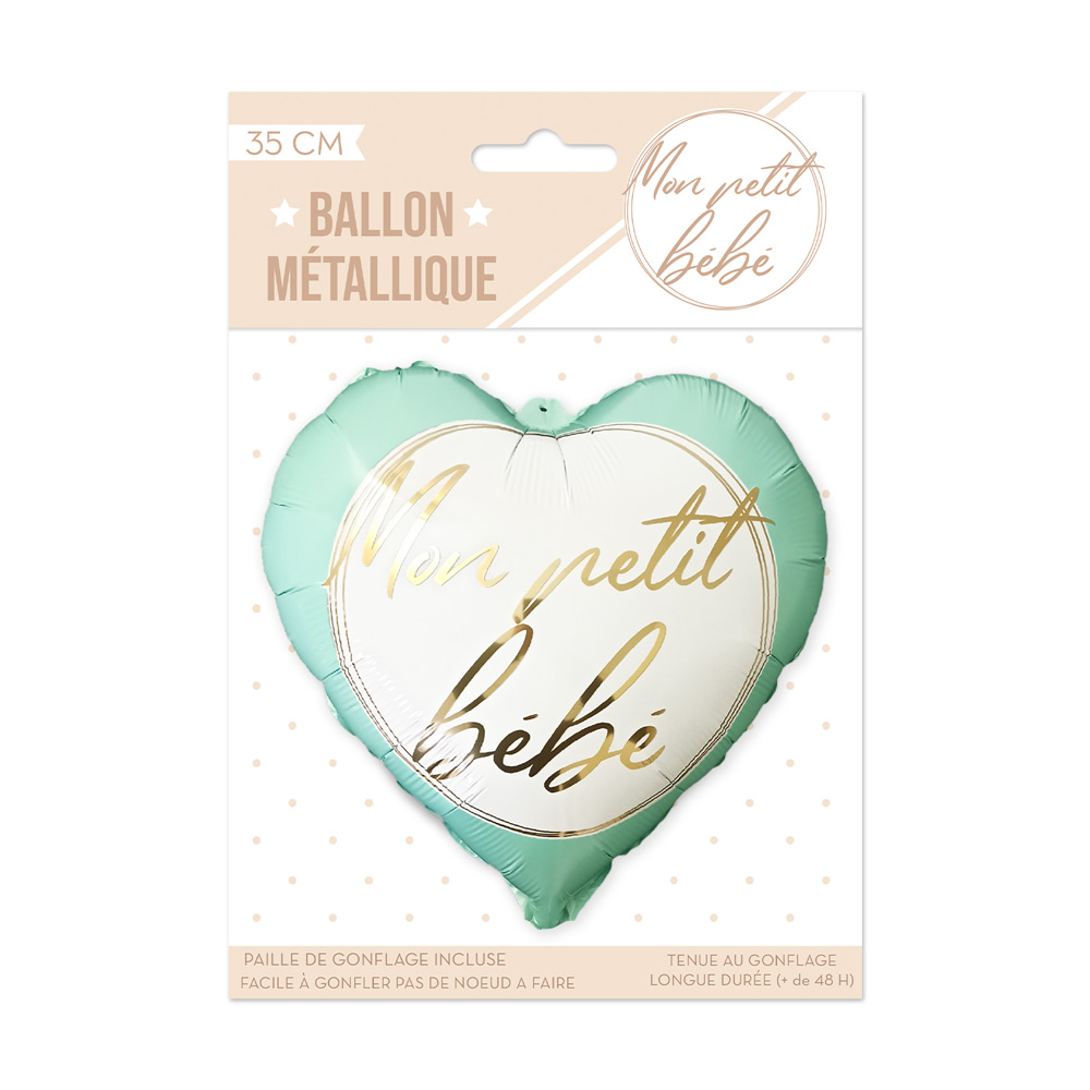 Ballon metal coeur baby shower garcon