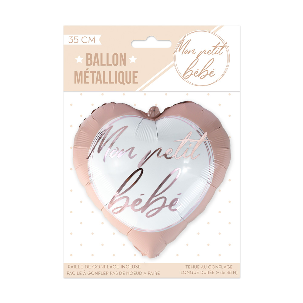 Ballon metal coeur baby shower fille