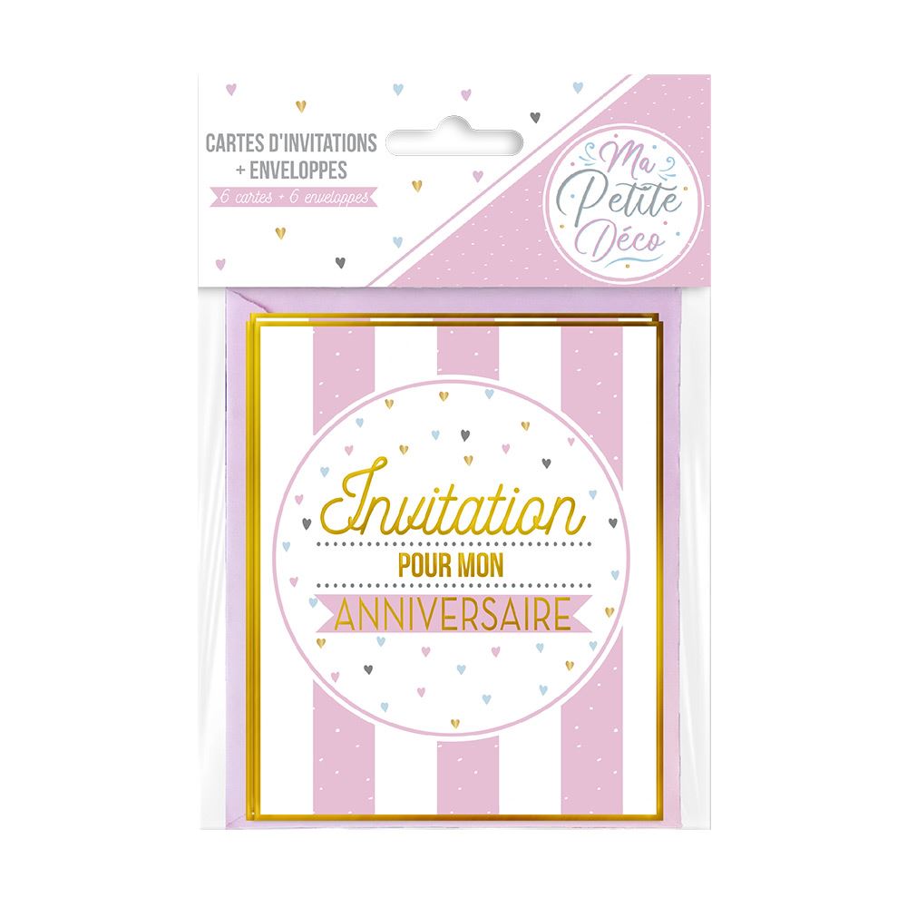 Sachet 6 invitations anniv fille