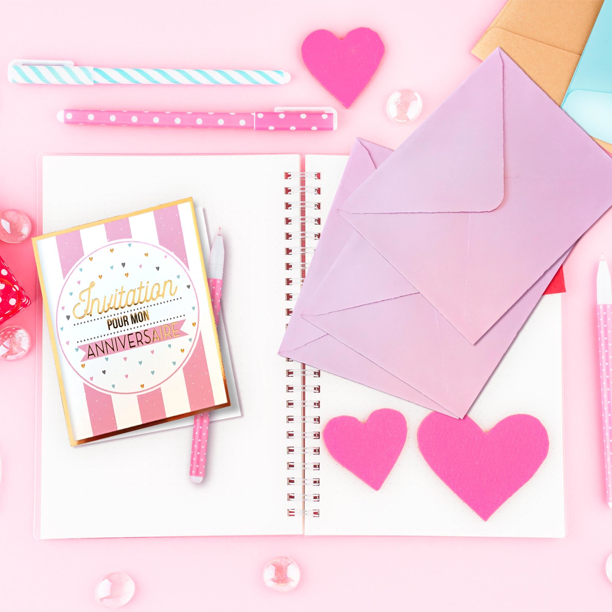 Sachet 6 invitations anniv fille