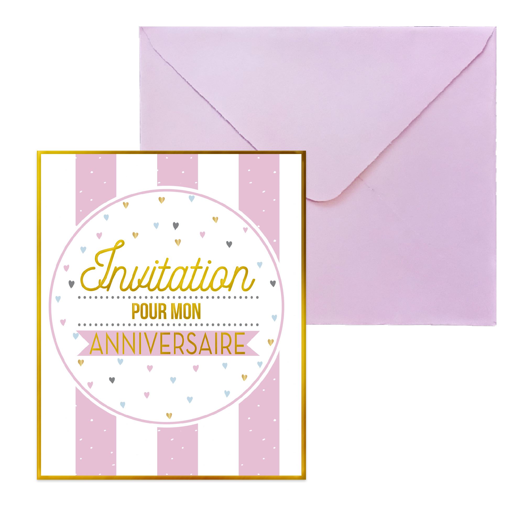 Sachet 6 invitations anniv fille
