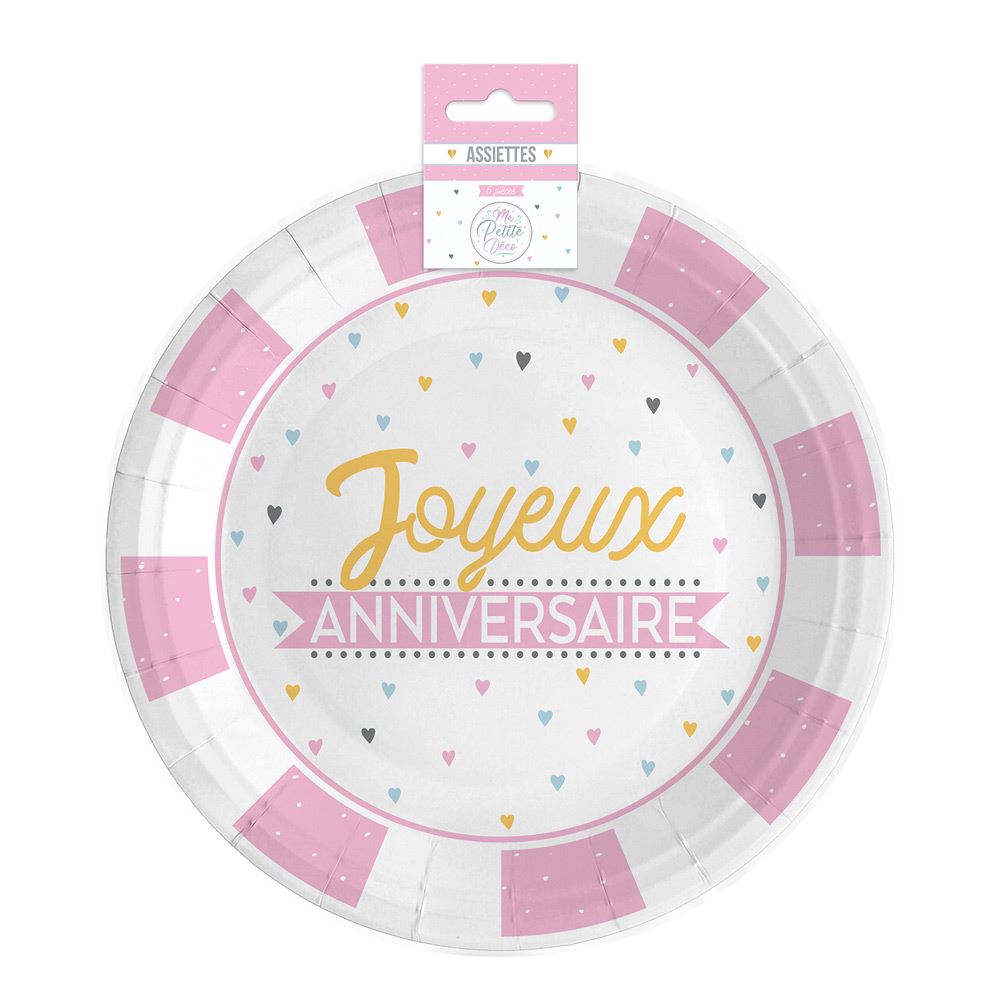 Pack 6 assiettes anniv fille/