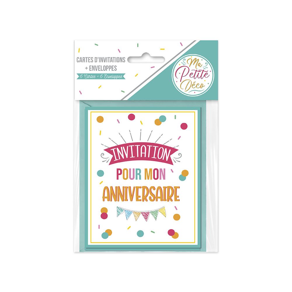 Sachet 6 invitations anniv mixte