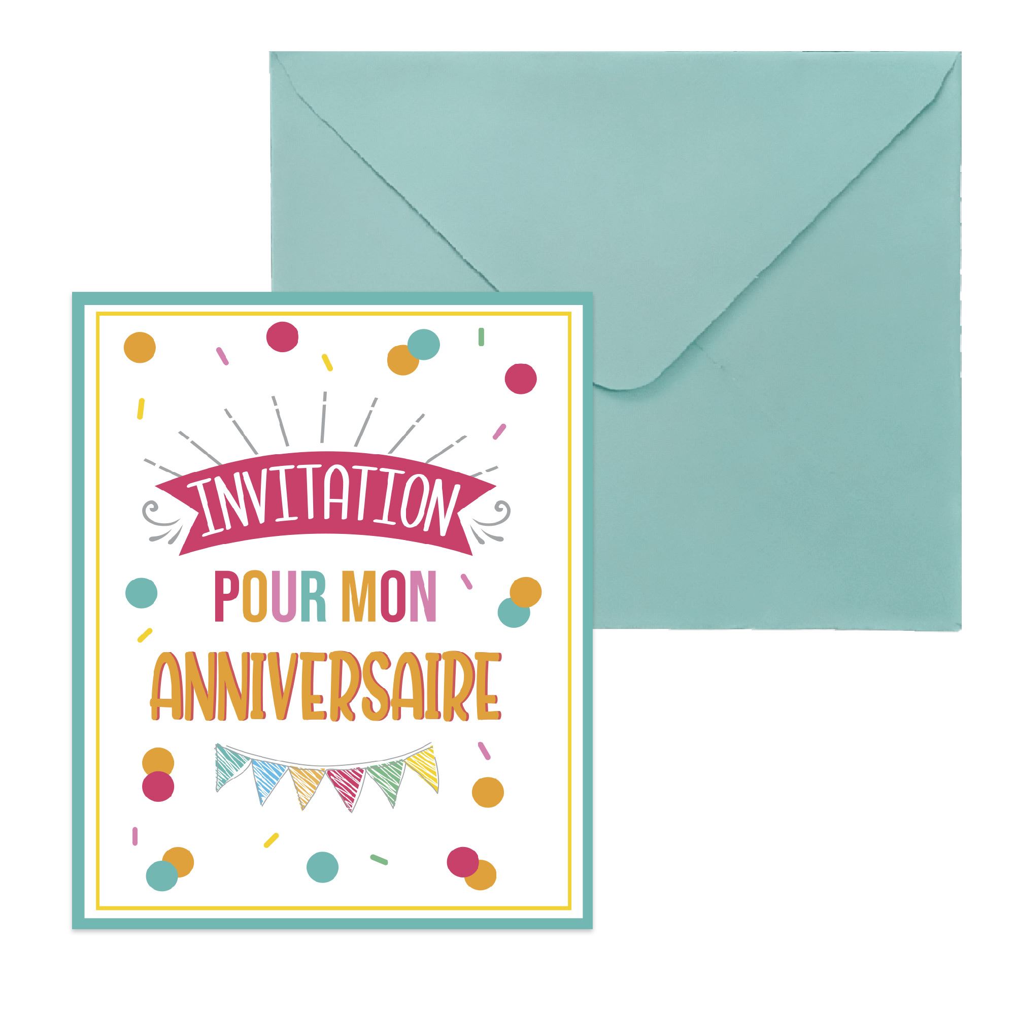 Sachet 6 invitations anniv mixte