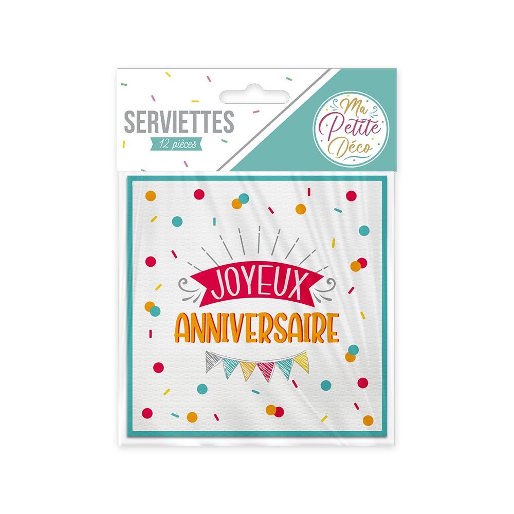 Pack 12 serviettes anniv mixte/