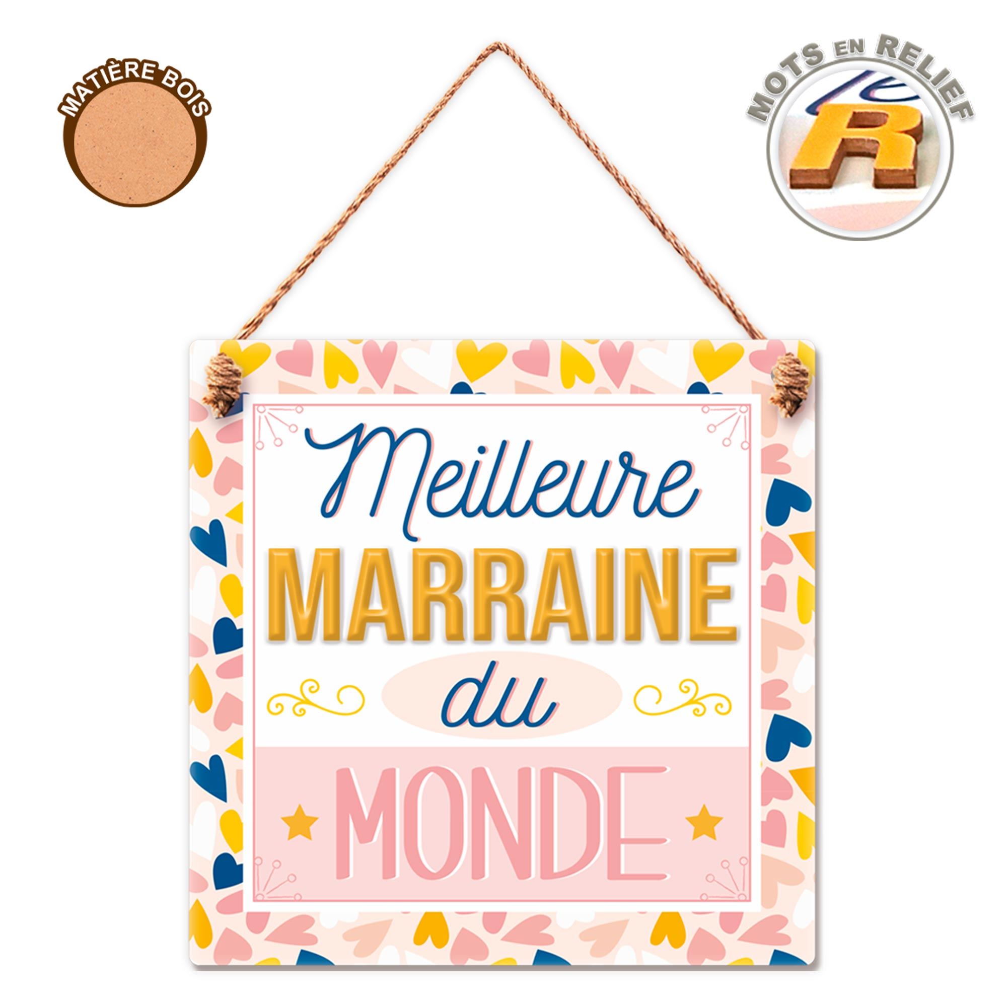Plaque bois meilleure marraine/