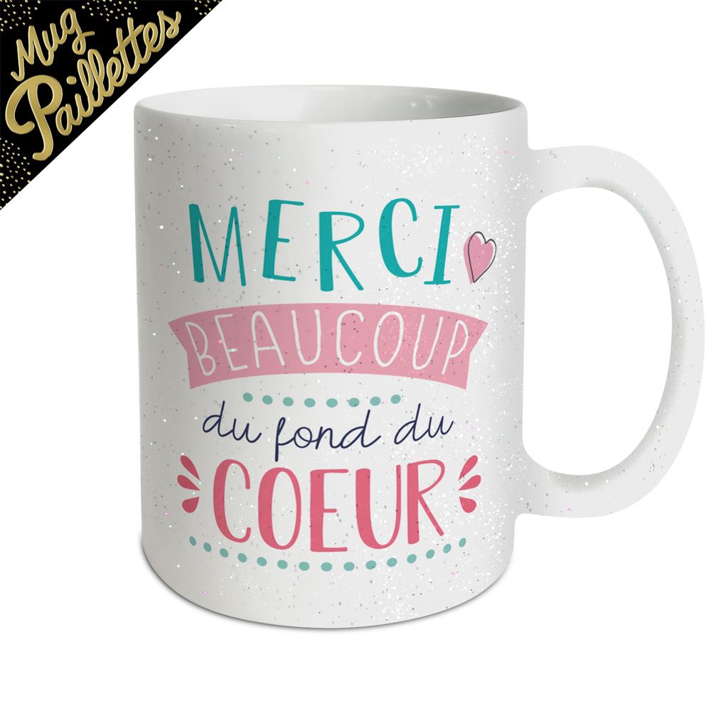 Mug a paillettes merci beaucoup
