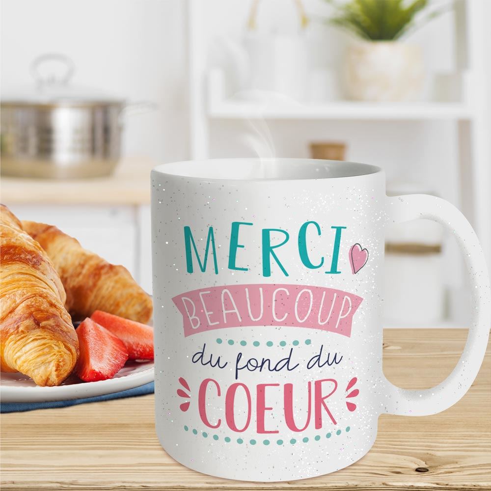 Mug a paillettes merci beaucoup
