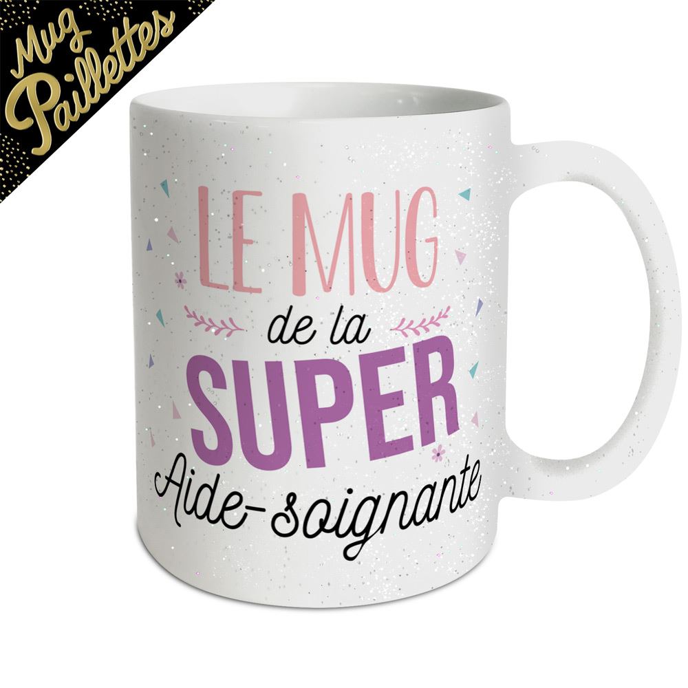 Mug a paillettes super aide-soignante

