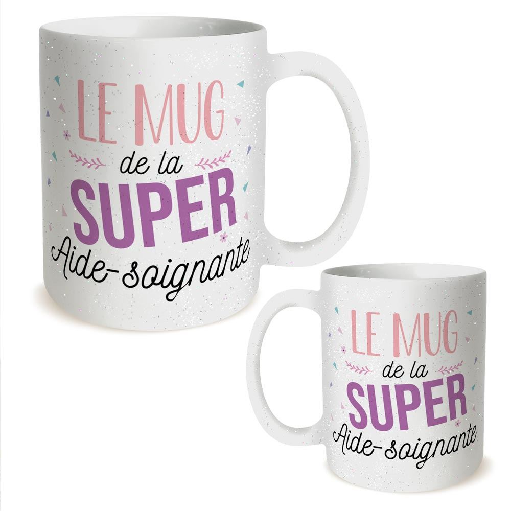 Mug a paillettes super aide-soignante
