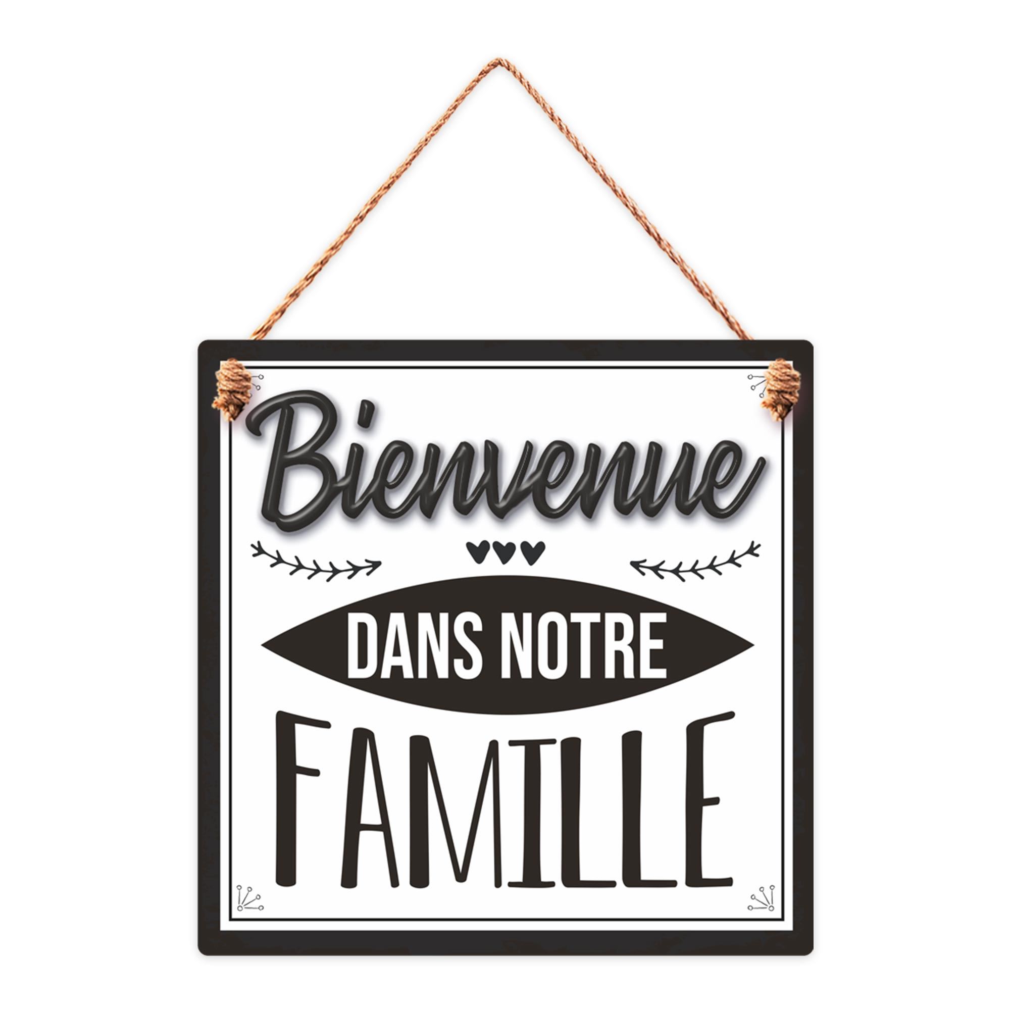 Plaque bois bienvenue