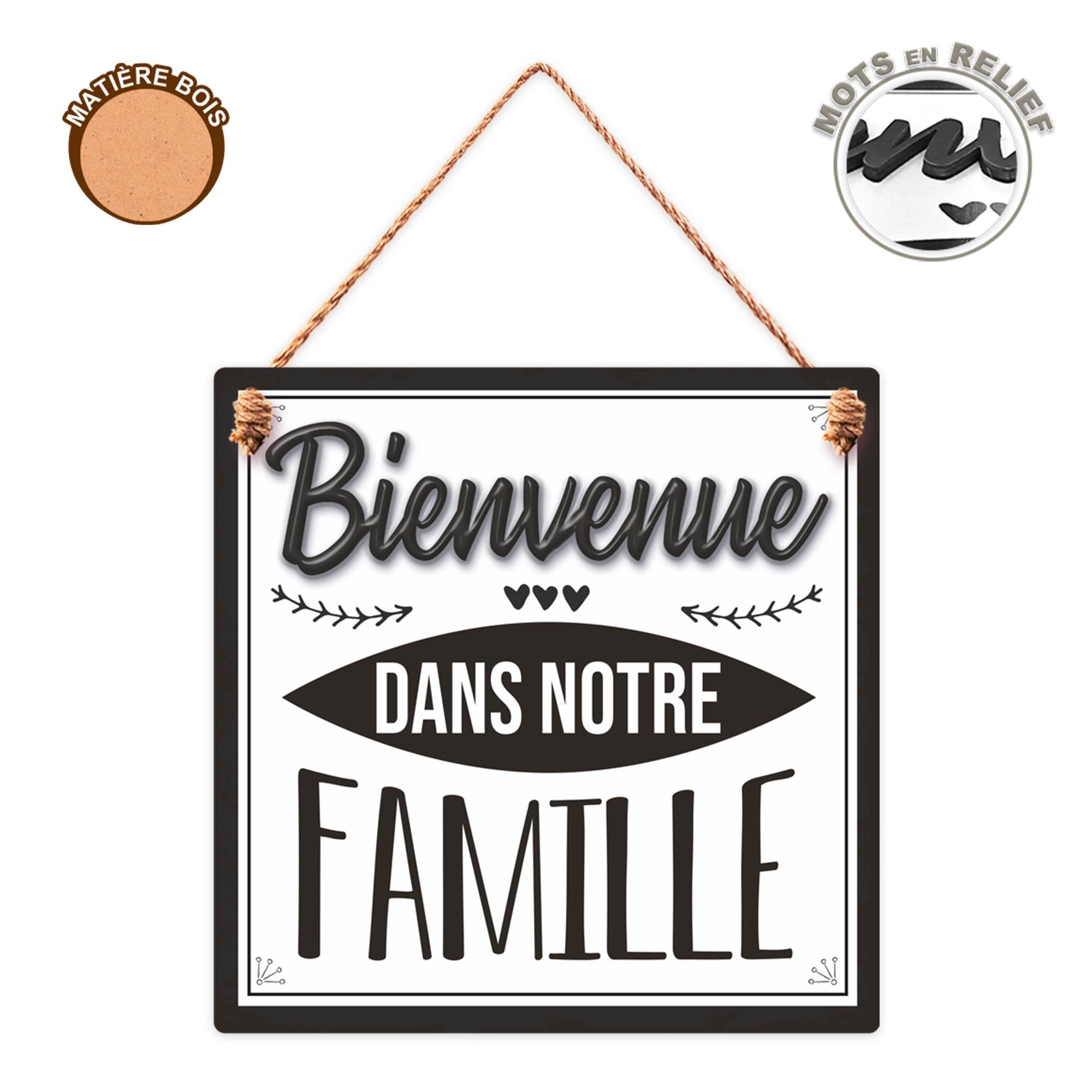 Plaque bois bienvenue