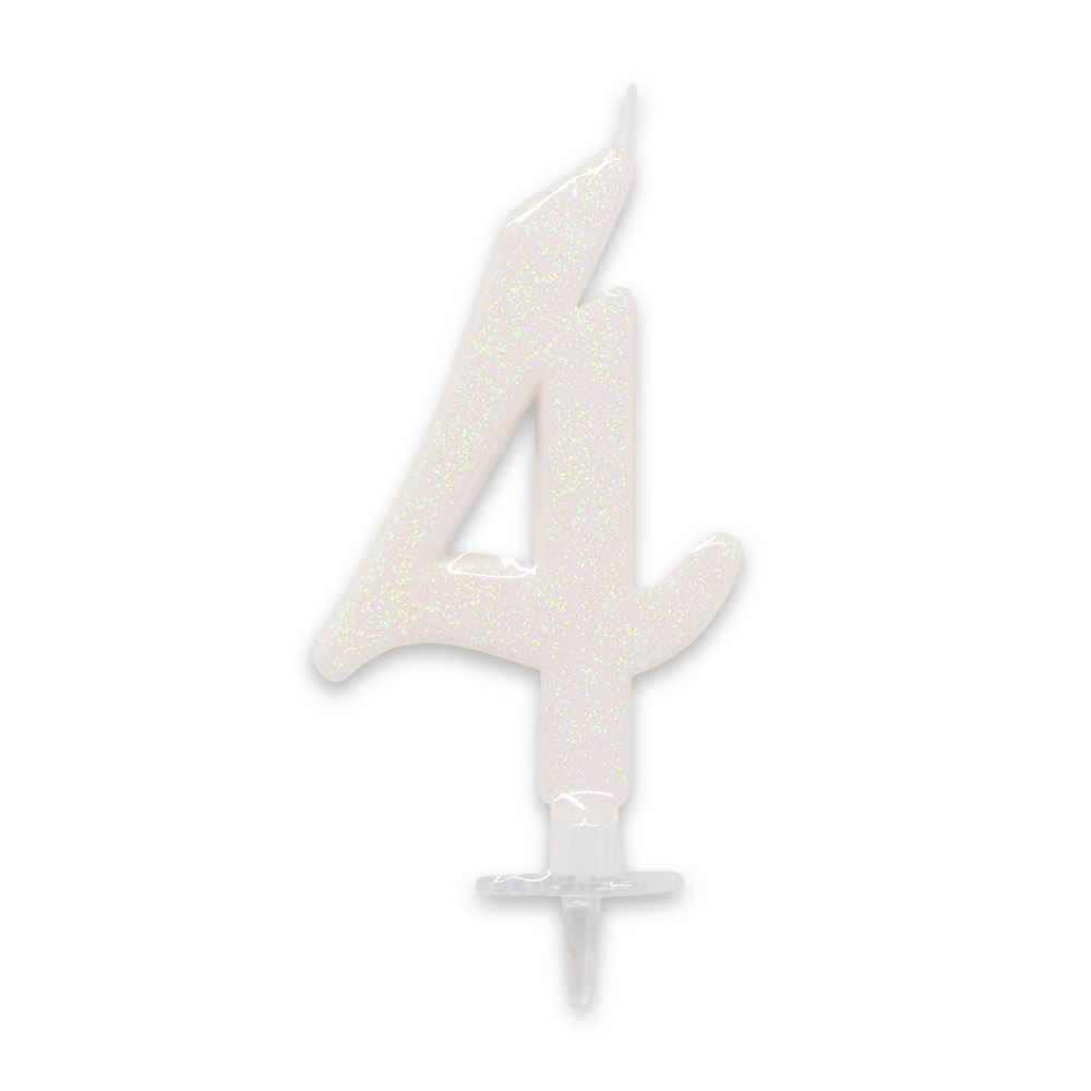 Bougie chiffre irisee blanche 4