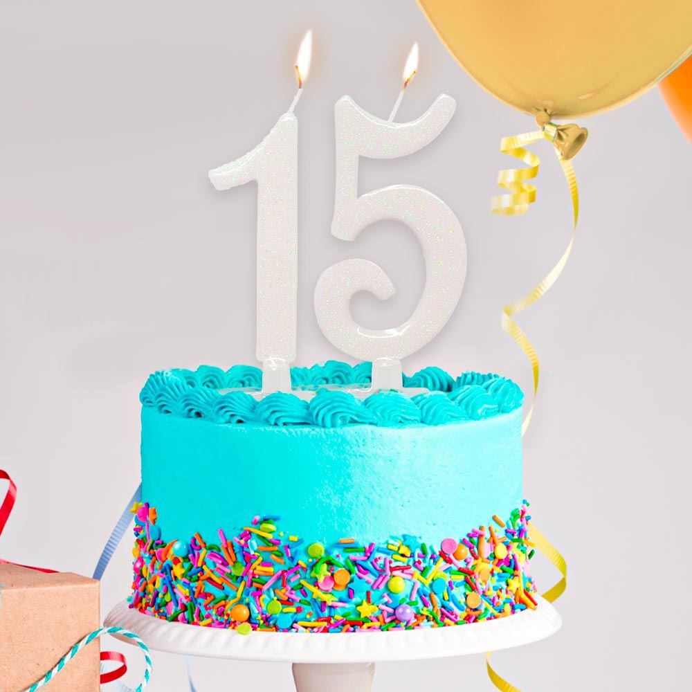 Bougie chiffre irisee blanche 5