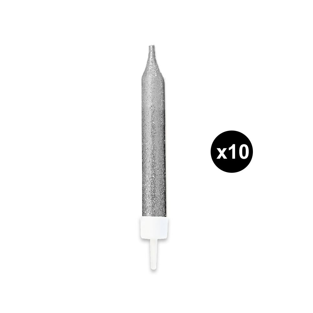 Pack 10 bougies argent