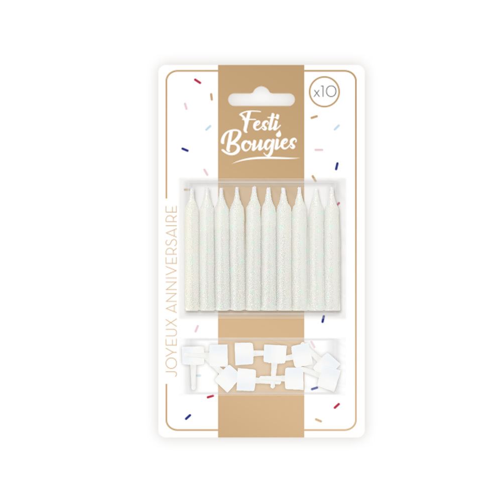 Pack 10 bougies blanc