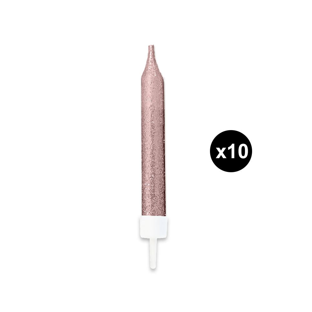 Pack 10 bougies rose dore