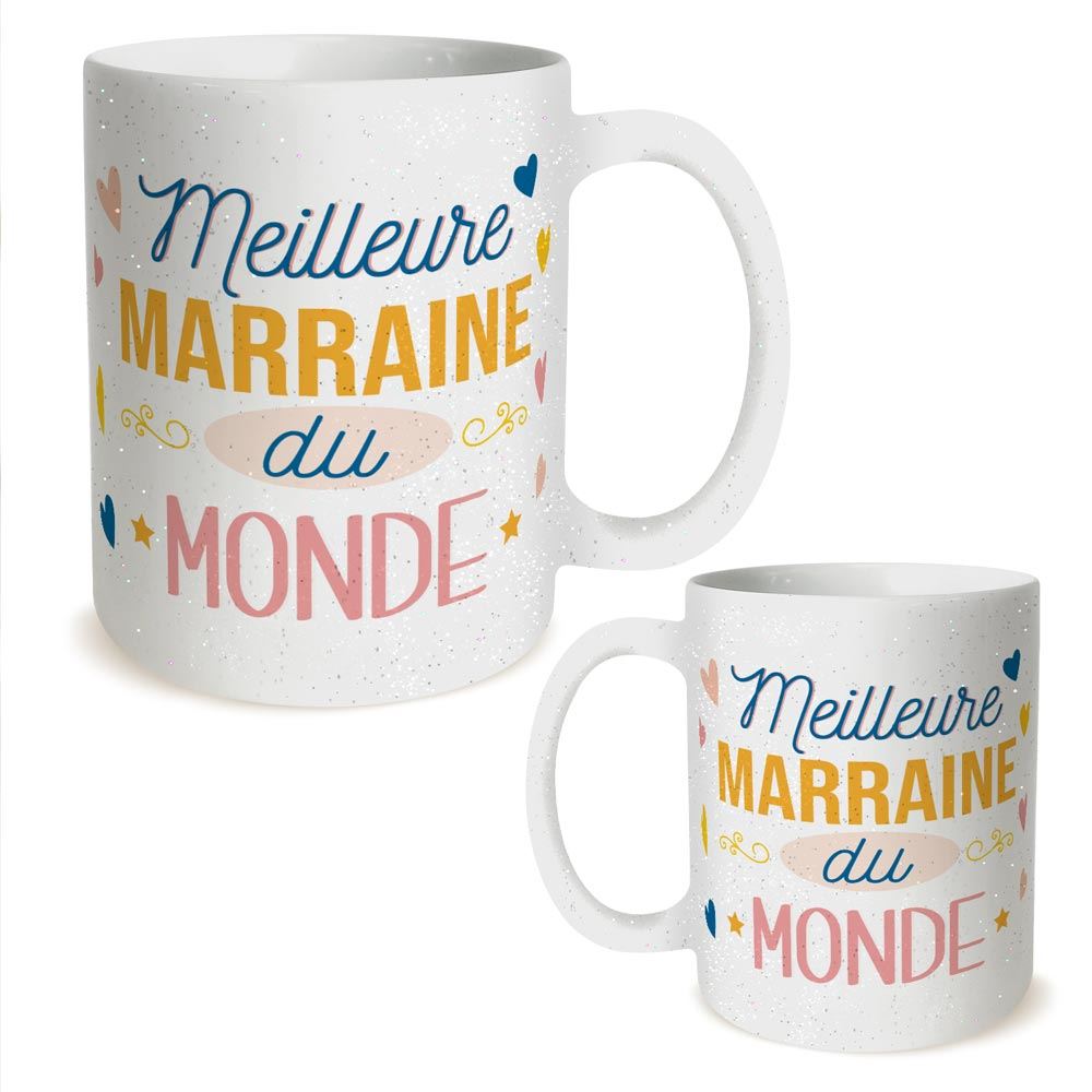 Mug a paillettes "meilleure marraine"
