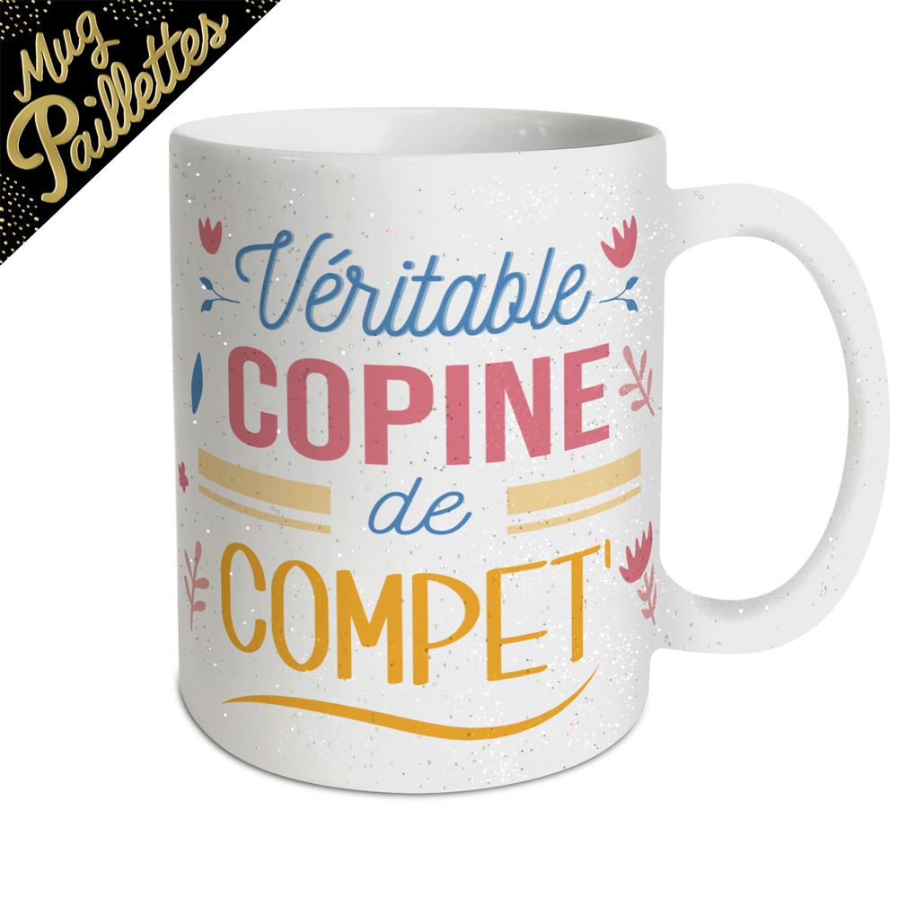 Mug a paillettes "veritable copine"

