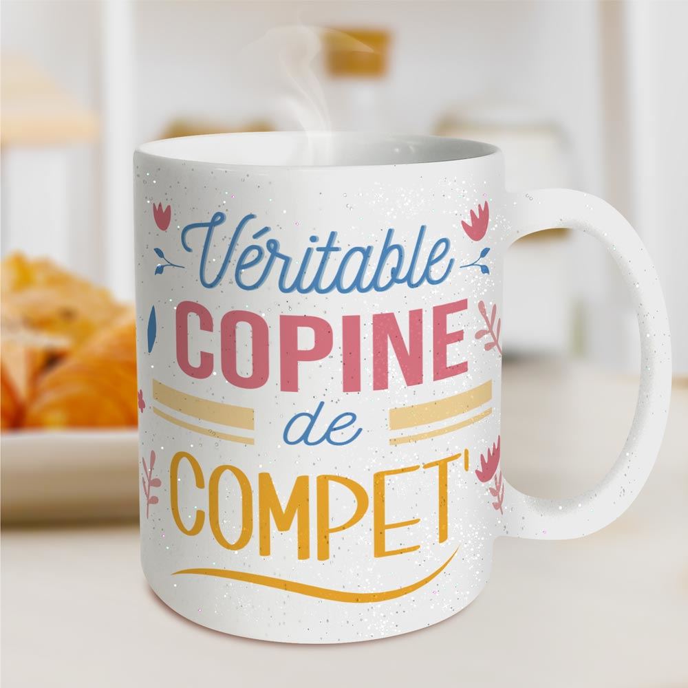 Mug a paillettes "veritable copine"
