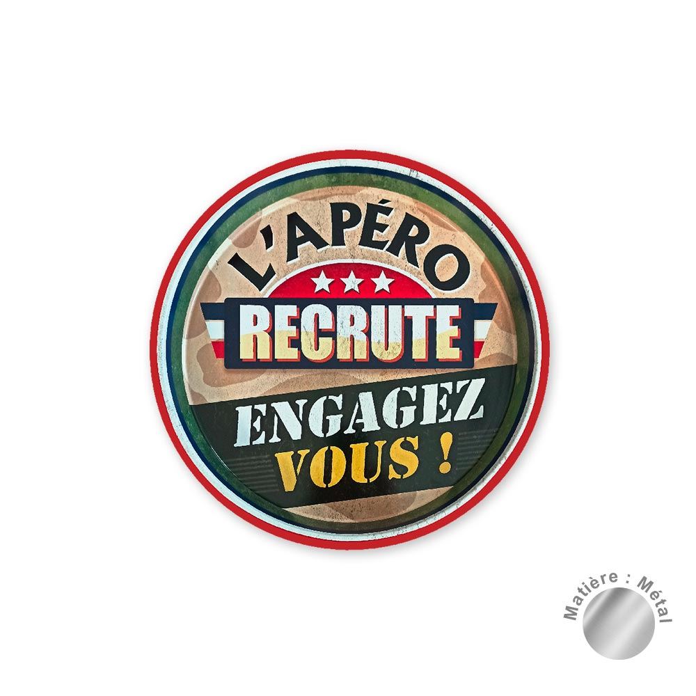 Plateau metal "l apero recrute..."