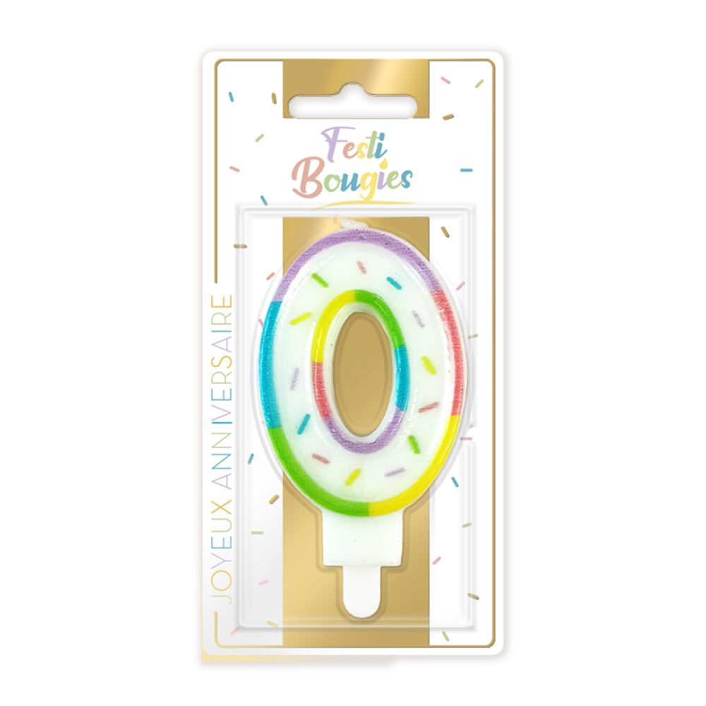 Bougie chiffre pastel  0